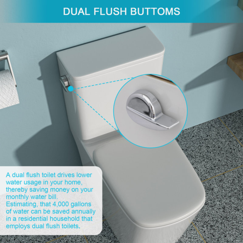 White Ceramic One-Piece Elongated High Efficiency Toilet
