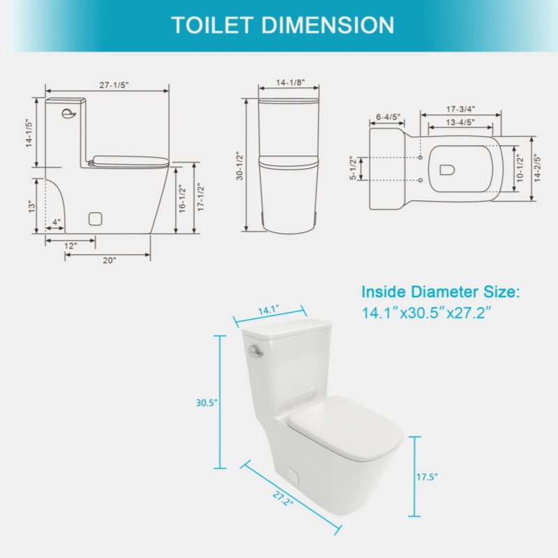 White Ceramic One-Piece Elongated High Efficiency Toilet
