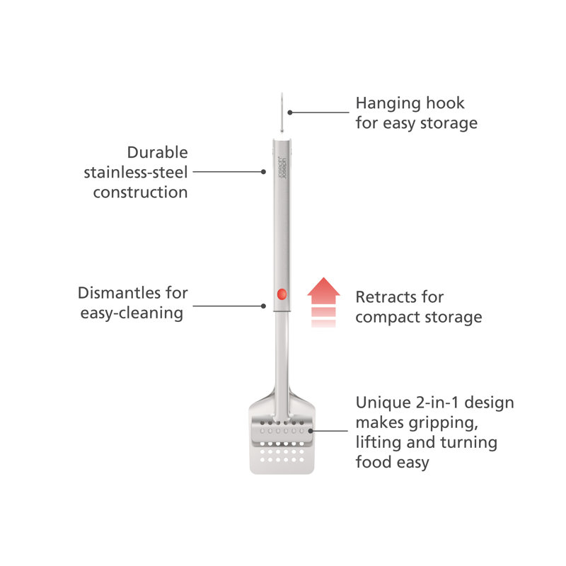 Stainless Steel BBQ Turner Tongs with Retractable Head