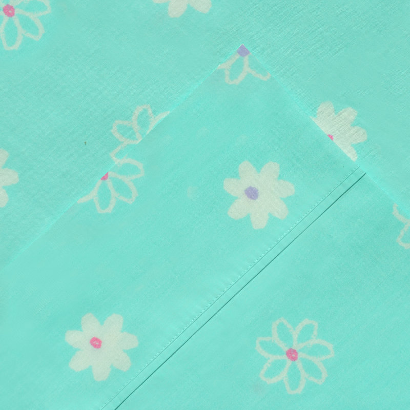 Butterfly Garden Aqua and White Cotton Percale Pillowcase Set