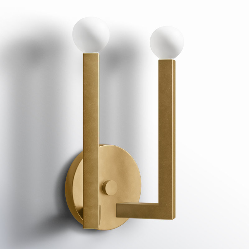 Ezra Heritage Brass 2-Light Dimmable LED Wall Sconce