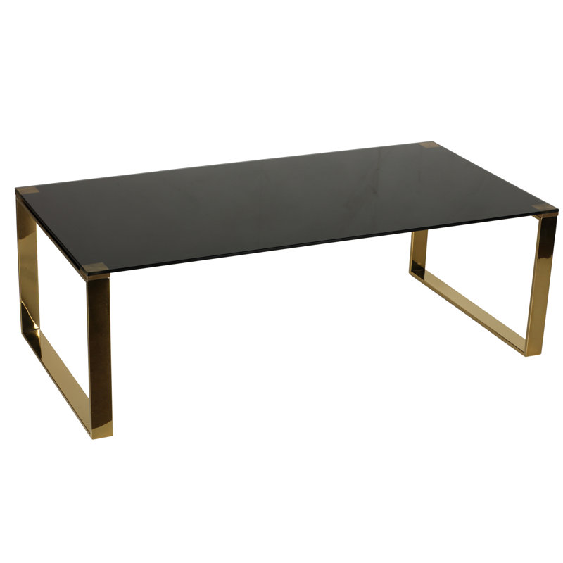 Sleek Gold High Gloss and Black Tempered Glass Coffee Table