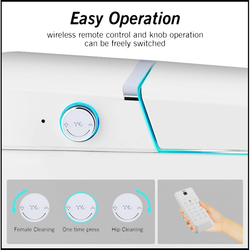 White Ceramic Smart Toilet Bidet Combo with Heated Seat and Remote Control