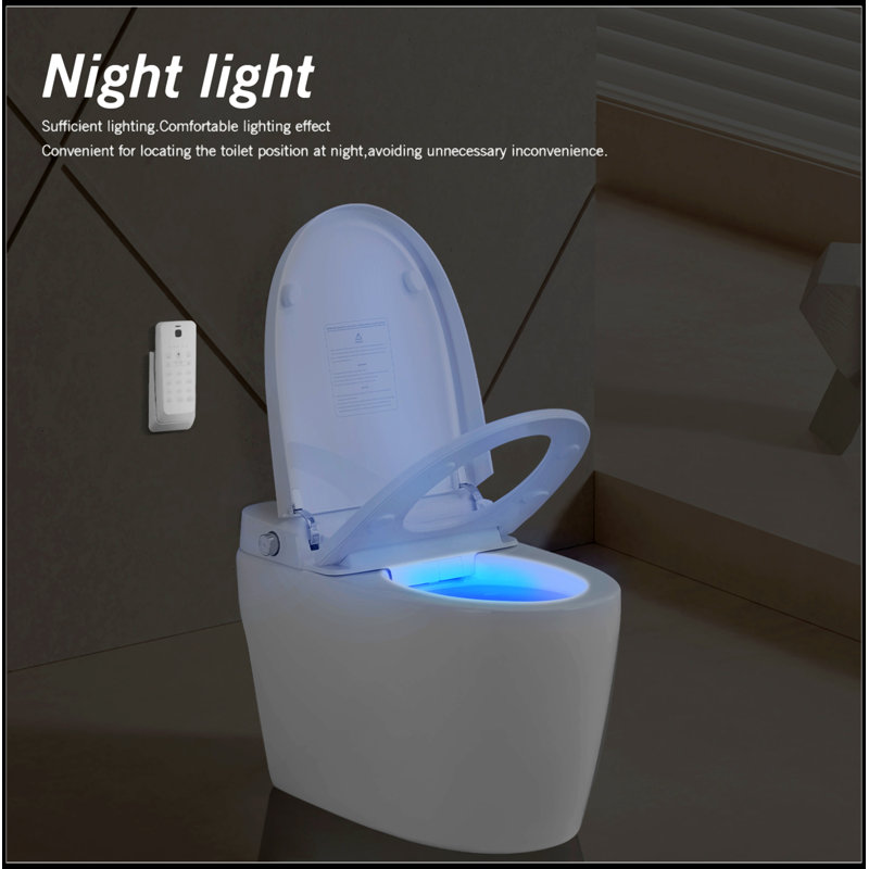 White Ceramic Smart Toilet Bidet Combo with Heated Seat and Remote Control
