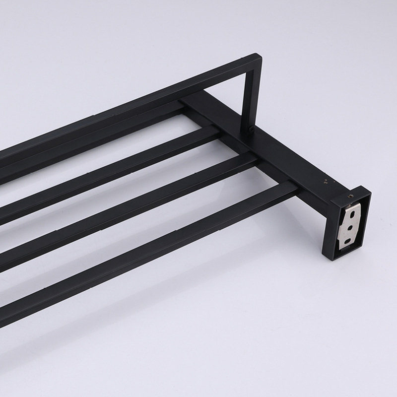 Matte Black Steel Wall Mounted Double Towel Rack