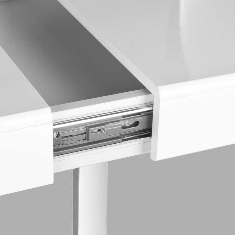 Elegant Transitional 53'' White and Chrome Home Office Desk with Drawer