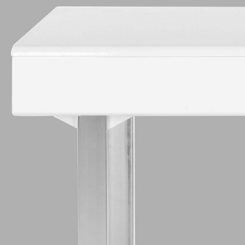 Elegant Transitional 53'' White and Chrome Home Office Desk with Drawer