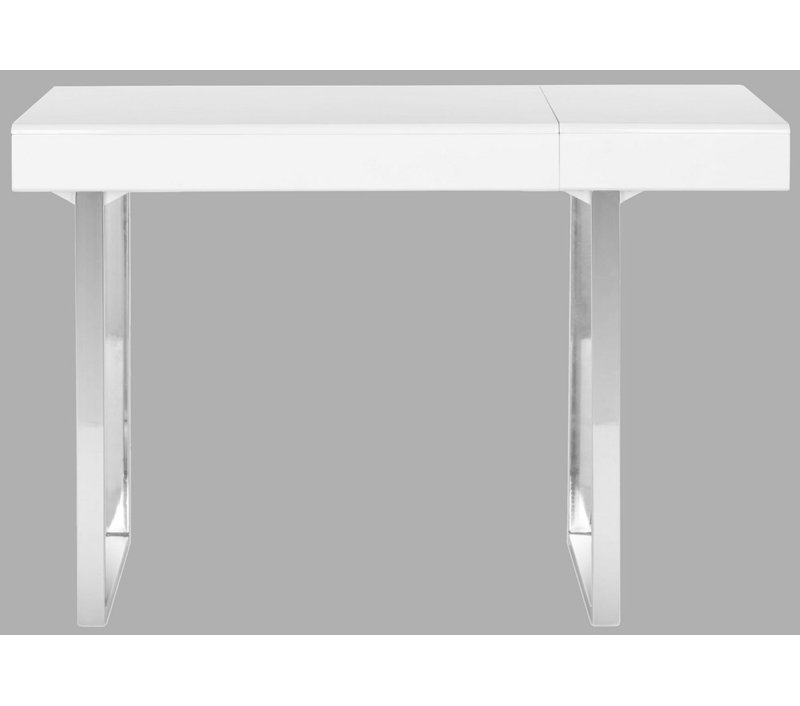 Elegant Transitional 53'' White and Chrome Home Office Desk with Drawer