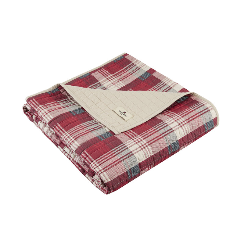 Tasha Red and Tan Plaid Reversible Cotton Throw