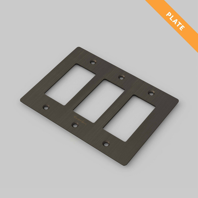 Smoked Bronze 3-Gang Wall Plate with Logo Design