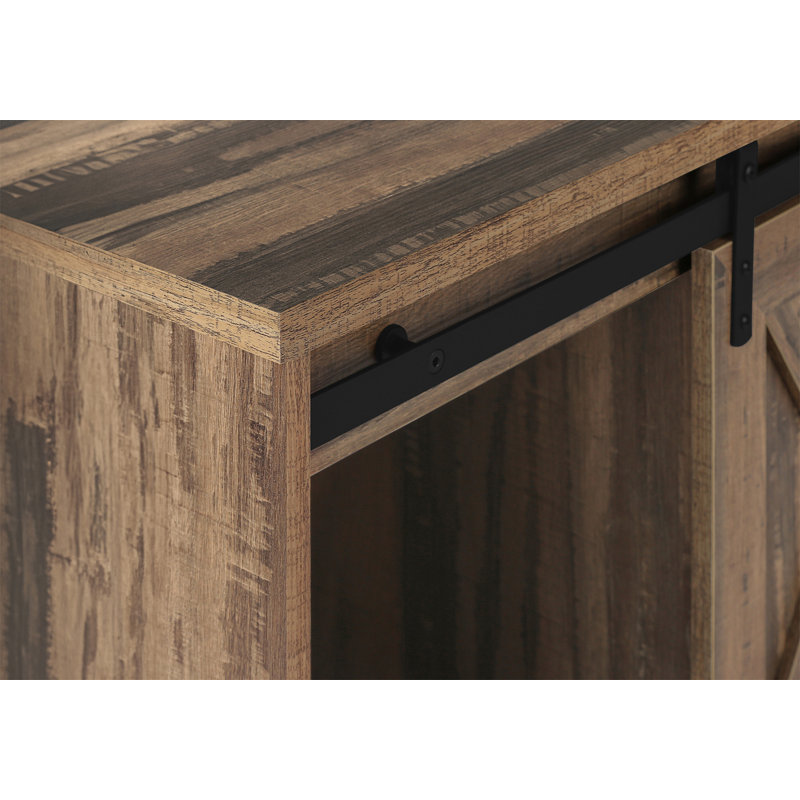 Brown Reclaimed Wood TV Stand with Sliding Doors