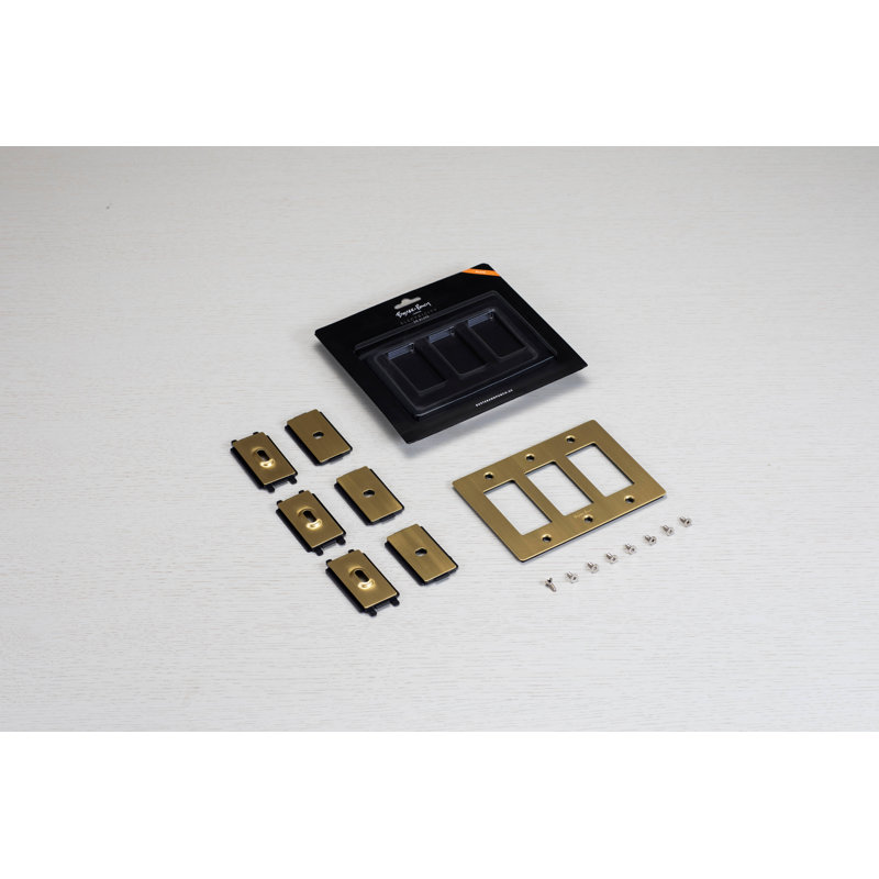 Smoked Bronze 3-Gang Wall Plate with Logo Design