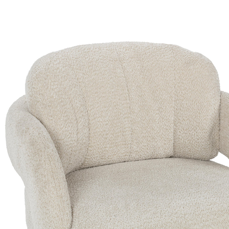 Natural Off-White Handcrafted Barrel Accent Chair