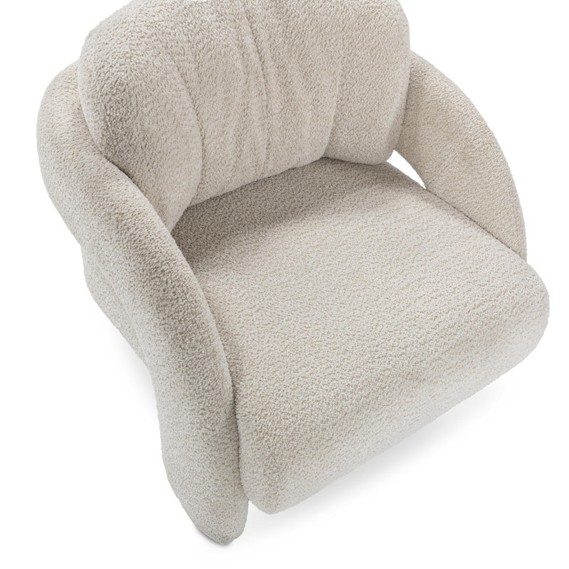 Natural Off-White Handcrafted Barrel Accent Chair