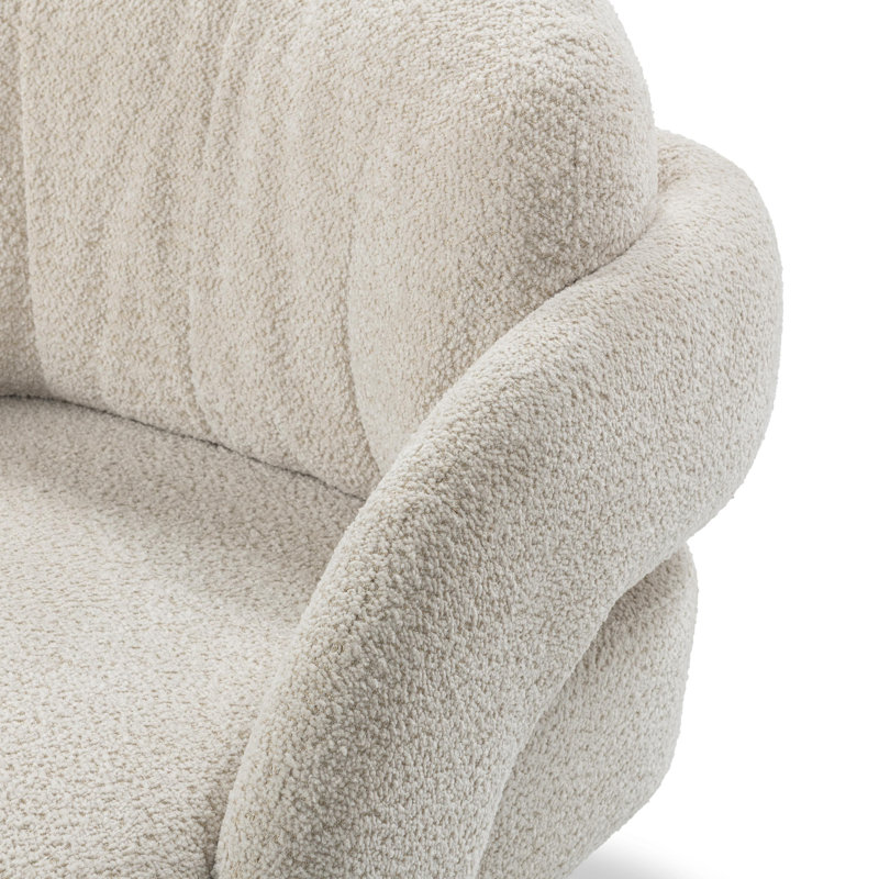 Natural Off-White Handcrafted Barrel Accent Chair