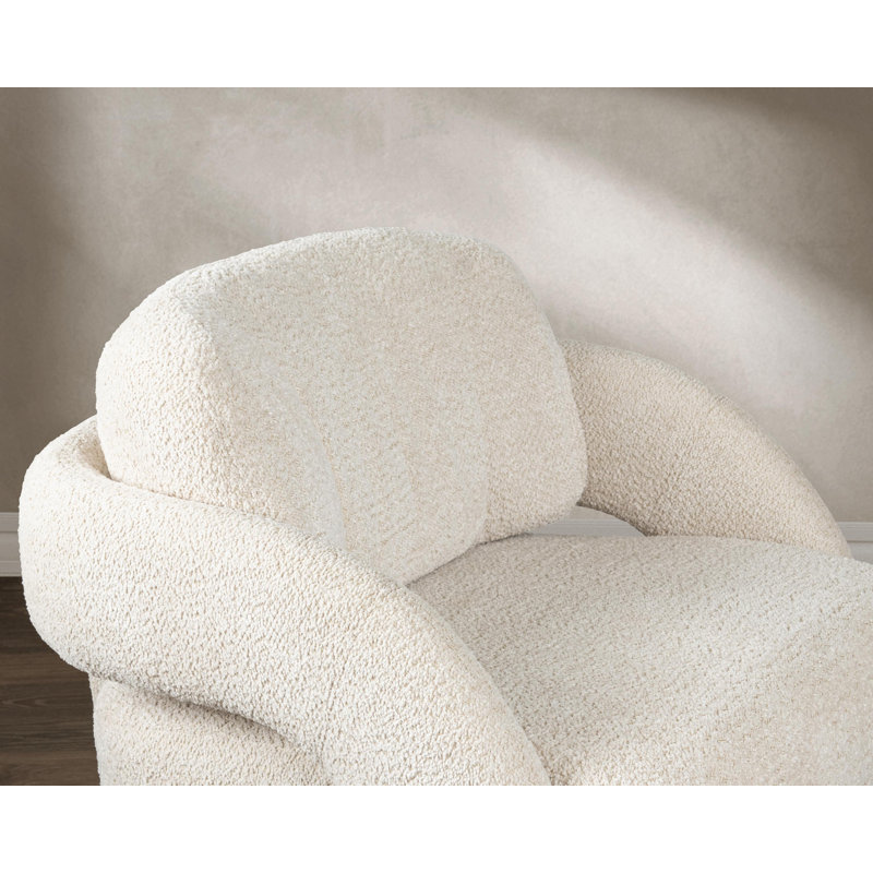 Natural Off-White Handcrafted Barrel Accent Chair