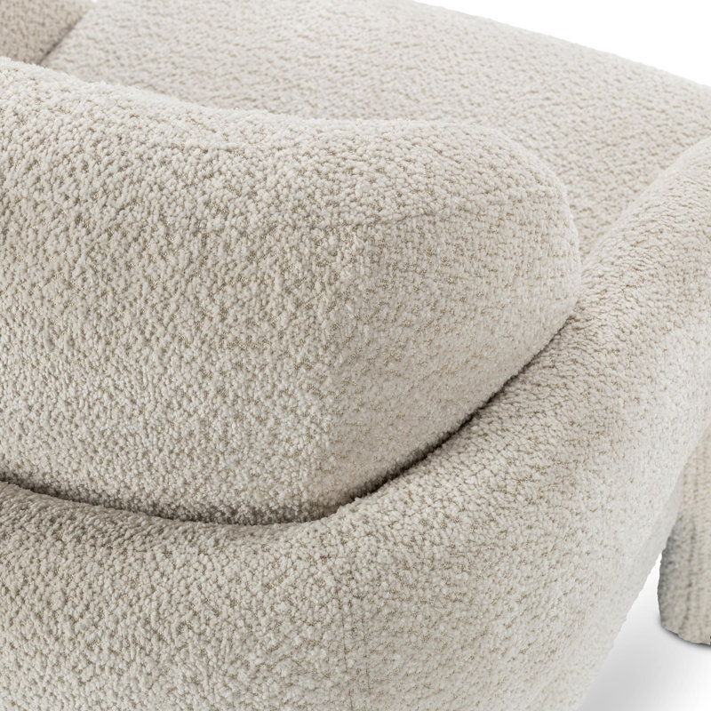 Natural Off-White Handcrafted Barrel Accent Chair