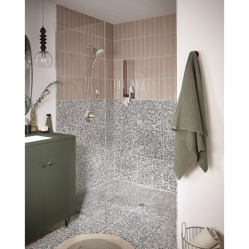 Brushed Nickel 6-Setting Handheld Rain Showerhead with Magnetic Dock