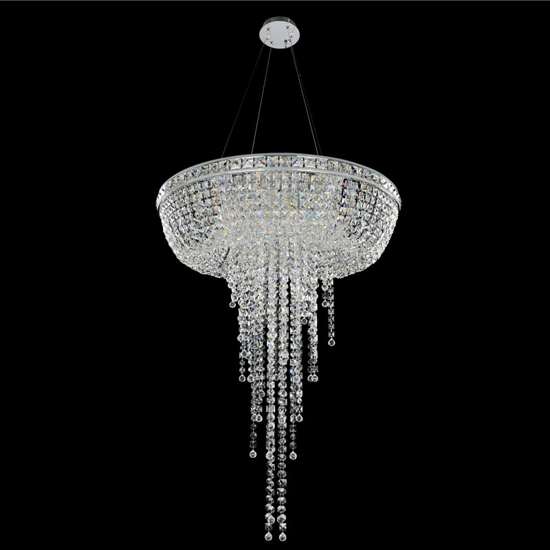 Cascata 32-Inch Chrome Crystal Tiered Chandelier