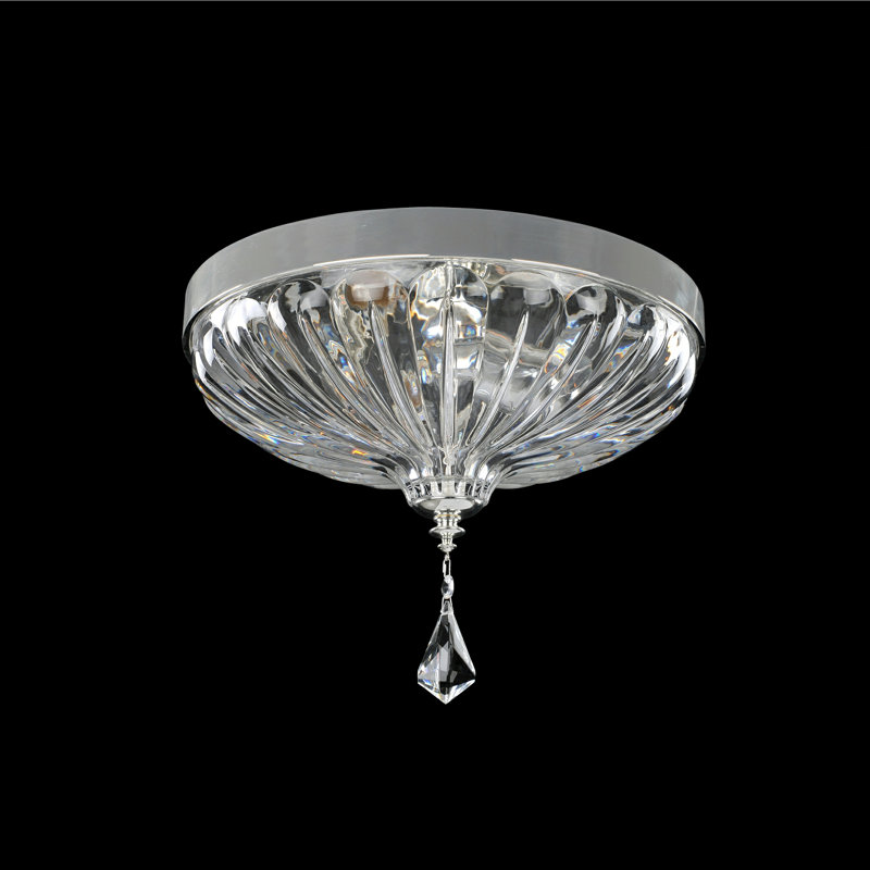 13" Two-Tone Silver Crystal Flush Mount Ceiling Light