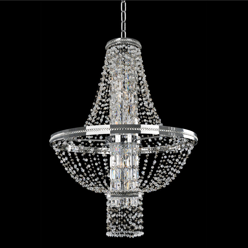 Capri Elegance Chrome Finish 31" Crystal Empire Chandelier