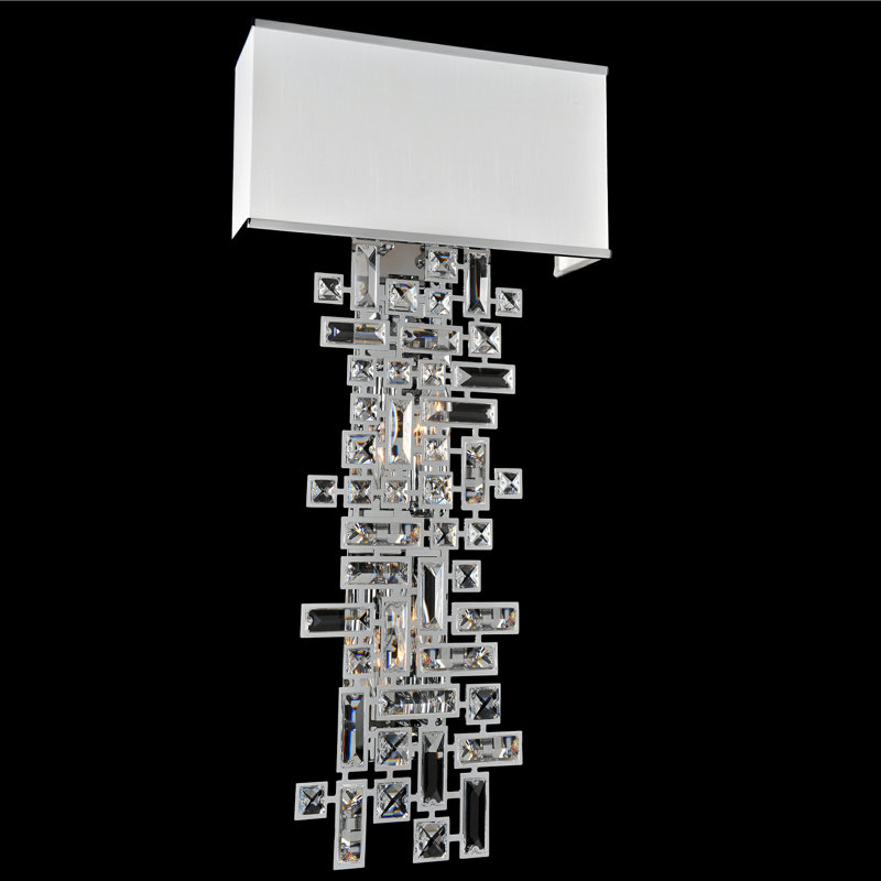 Chrome Laser-Cut Steel and Crystal Sconce