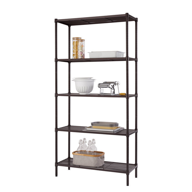 EcoStorage 5-Tier Black Adjustable Slat Wire Shelving Unit