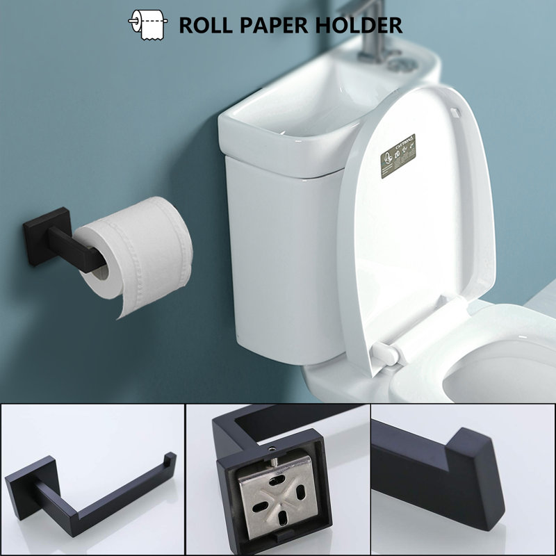 Matte Black Stainless Steel 5-Piece Bathroom Hardware Set
