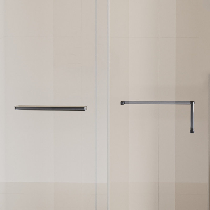 60" x 76" Frameless Matte Black Sliding Shower Door with Clear Tempered Glass