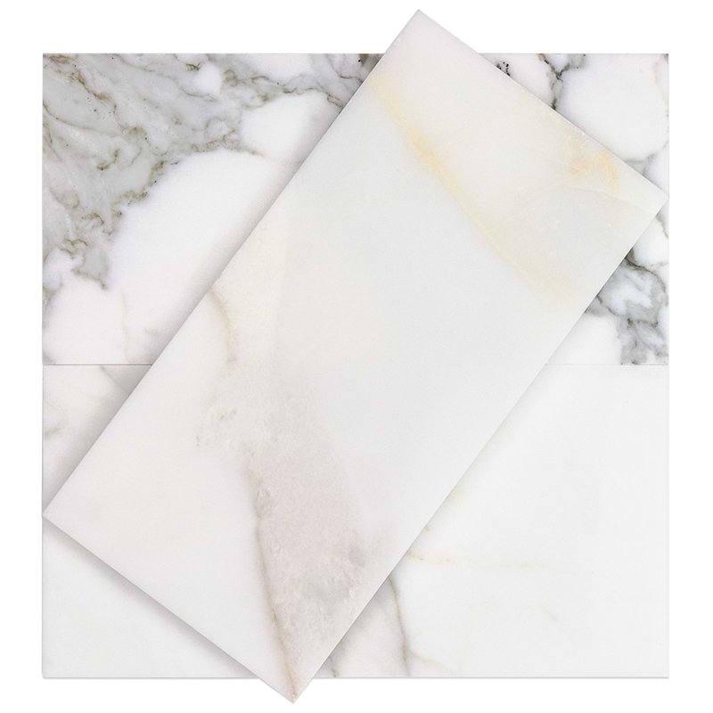 Calacatta 6" x 12" Glossy Marble Look Subway Tile