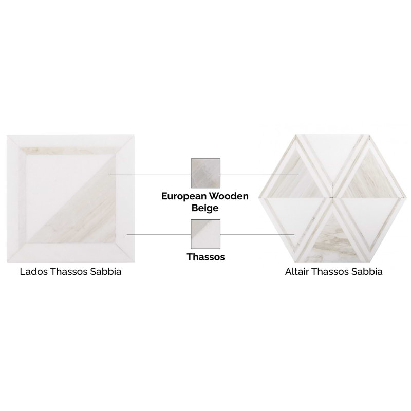 Bernini Beige Polished Porcelain and Marble Mosaic Tile