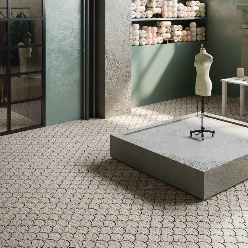 Cream Pearl Polished Mosaic Wave Tile for Walls and Floors