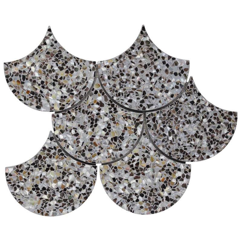 Gray Iridescent Polished Mosaic Fish Scale Tile