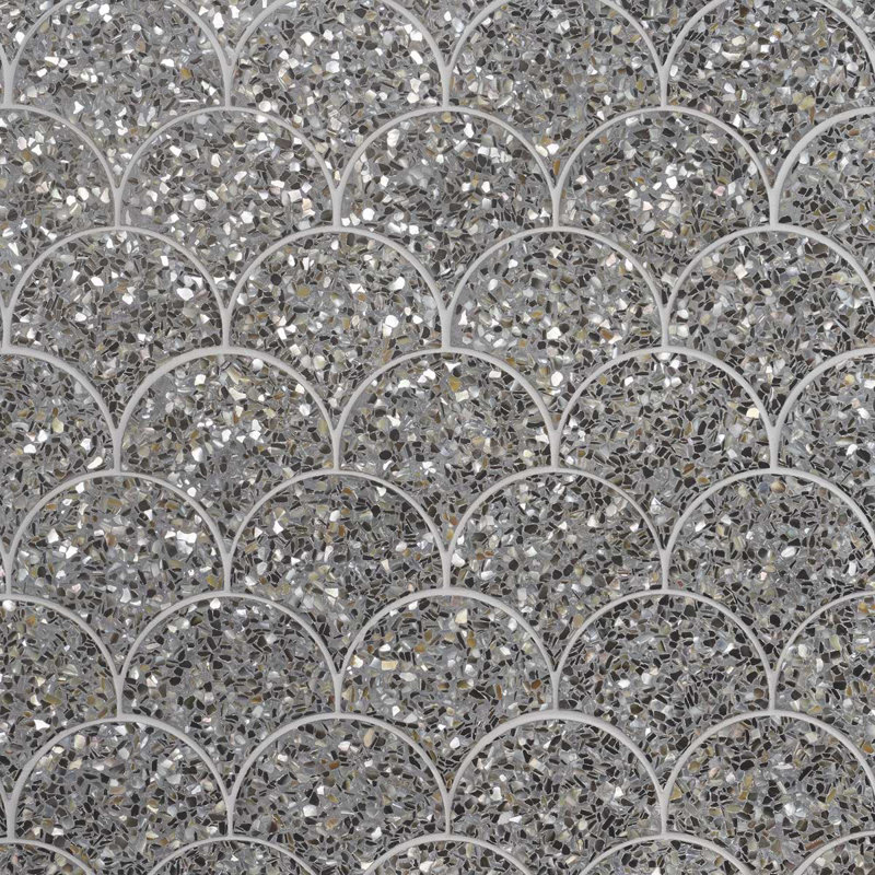 Gray Iridescent Polished Mosaic Fish Scale Tile