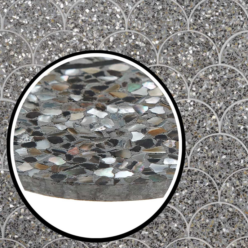 Gray Iridescent Polished Mosaic Fish Scale Tile