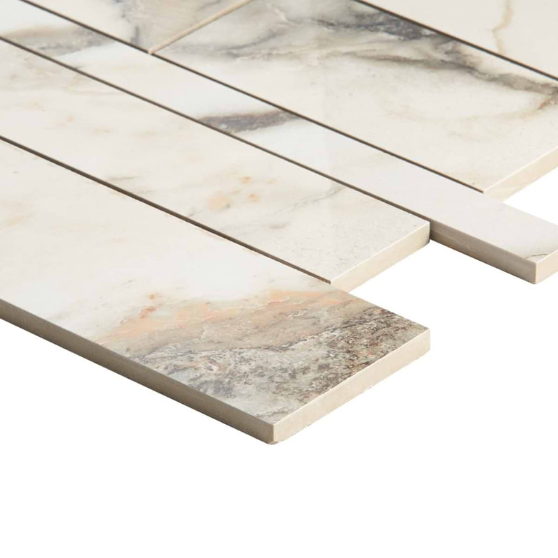 Calacatta Rustico Polished Porcelain Marble Look Mosaic Tile