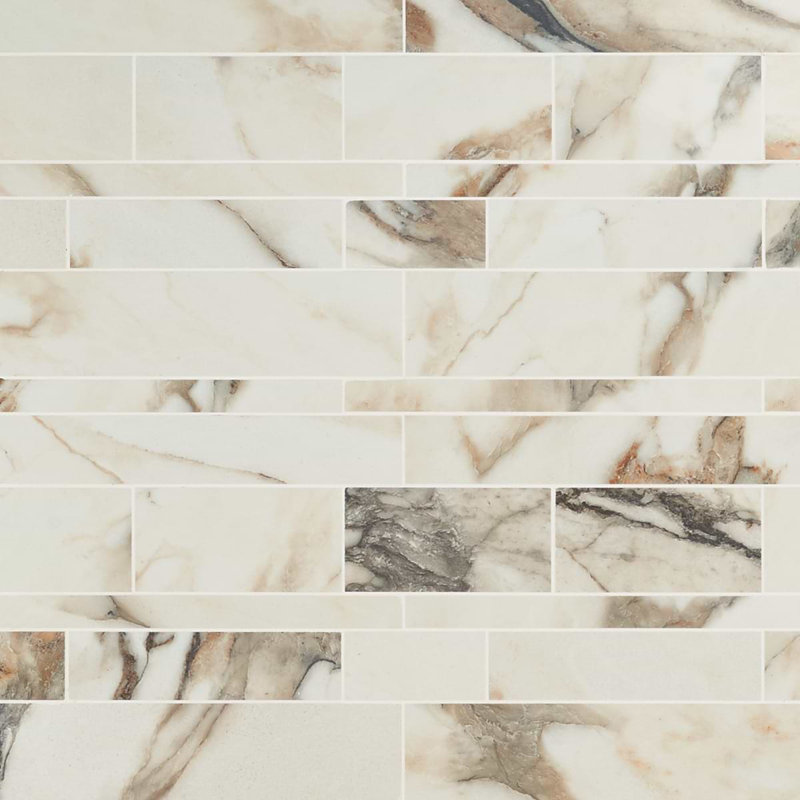 Calacatta Rustico Polished Porcelain Marble Look Mosaic Tile