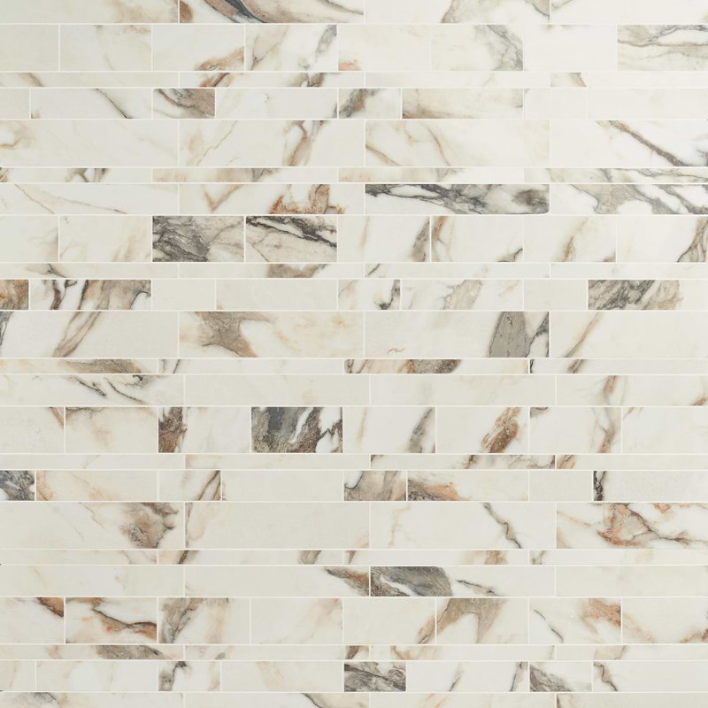 Calacatta Rustico Polished Porcelain Marble Look Mosaic Tile