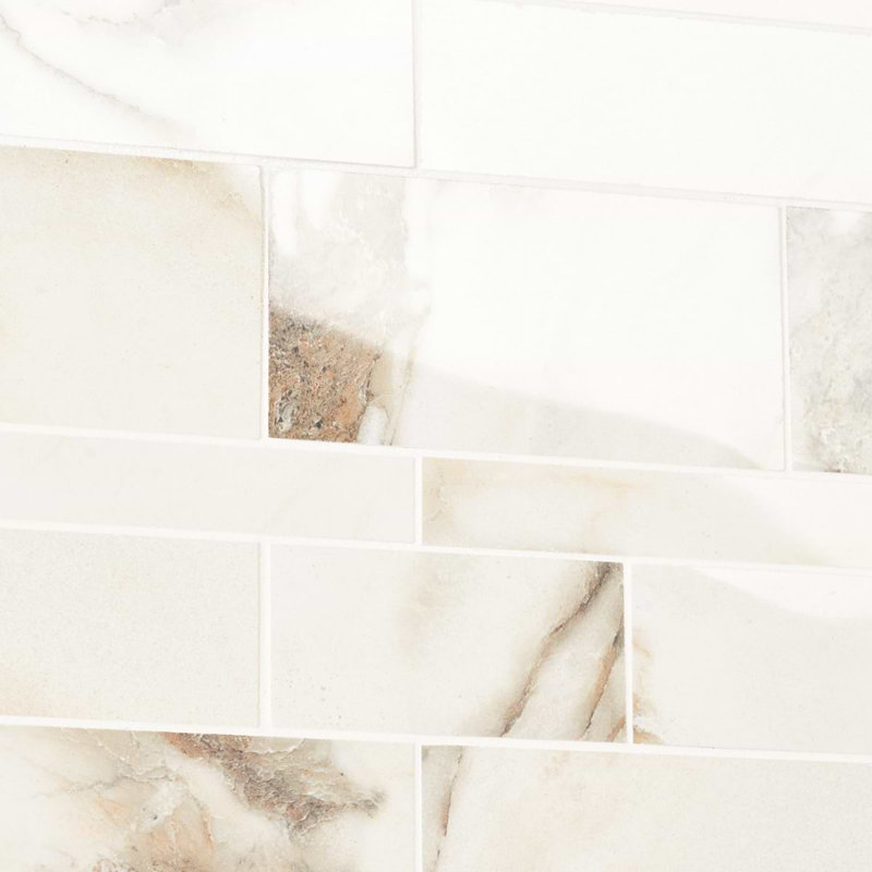 Calacatta Rustico Polished Porcelain Marble Look Mosaic Tile