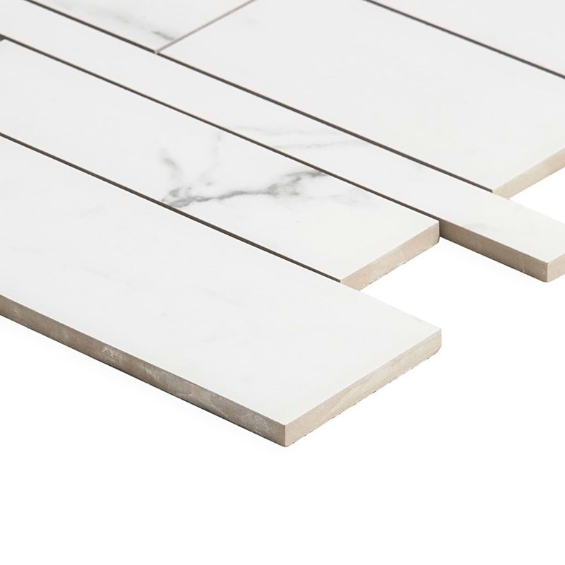 Saroshi Statuario Venato Matte Porcelain Marble Look Mosaic Tile