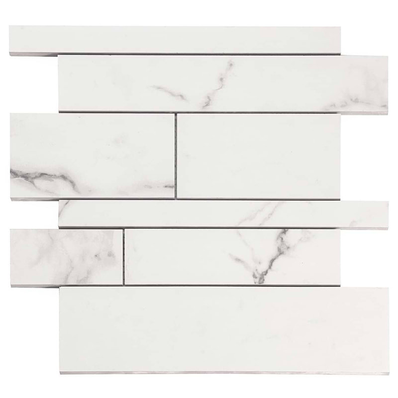 Saroshi Statuario Venato Matte Porcelain Marble Look Mosaic Tile