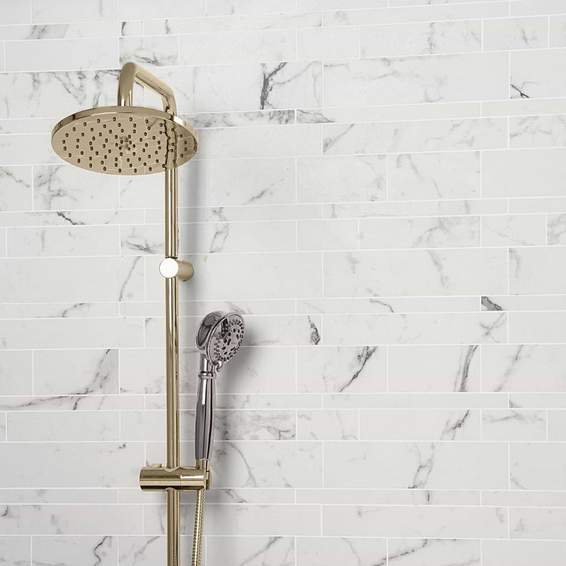 Saroshi Statuario Venato Matte Porcelain Marble Look Mosaic Tile