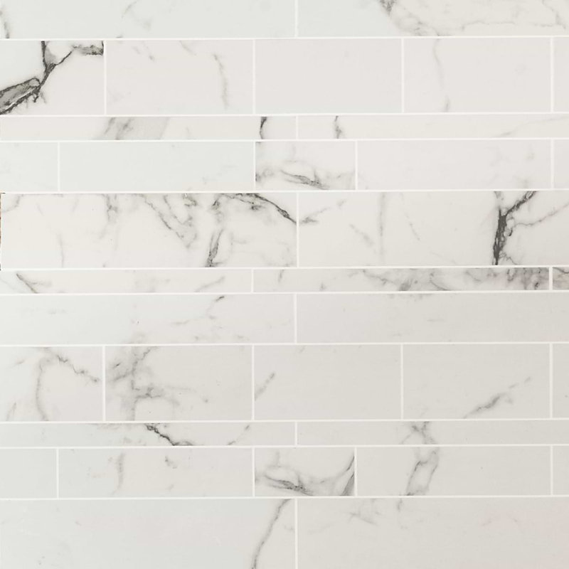 Saroshi Statuario Venato Matte Porcelain Marble Look Mosaic Tile