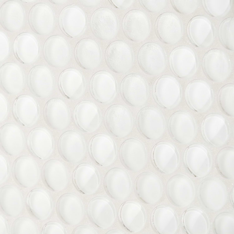 Super White Polished Glass Penny Round Mosaic Tile Sheet