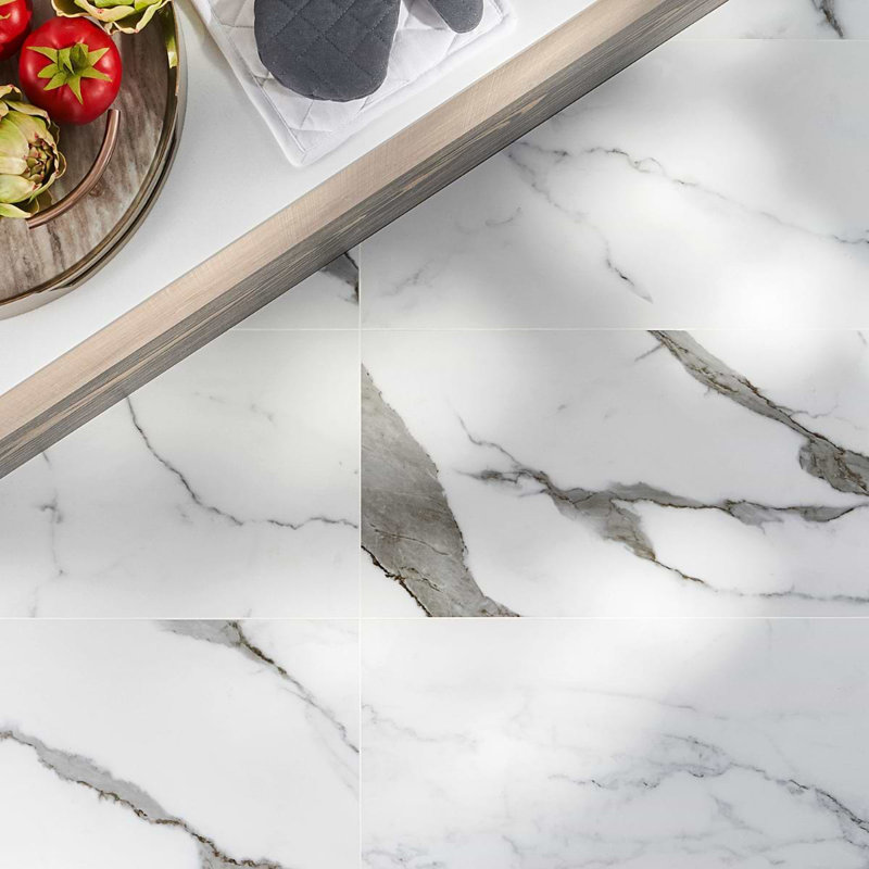 Saroshi 12x24 Matte Porcelain Marble Look Floor and Wall Tile