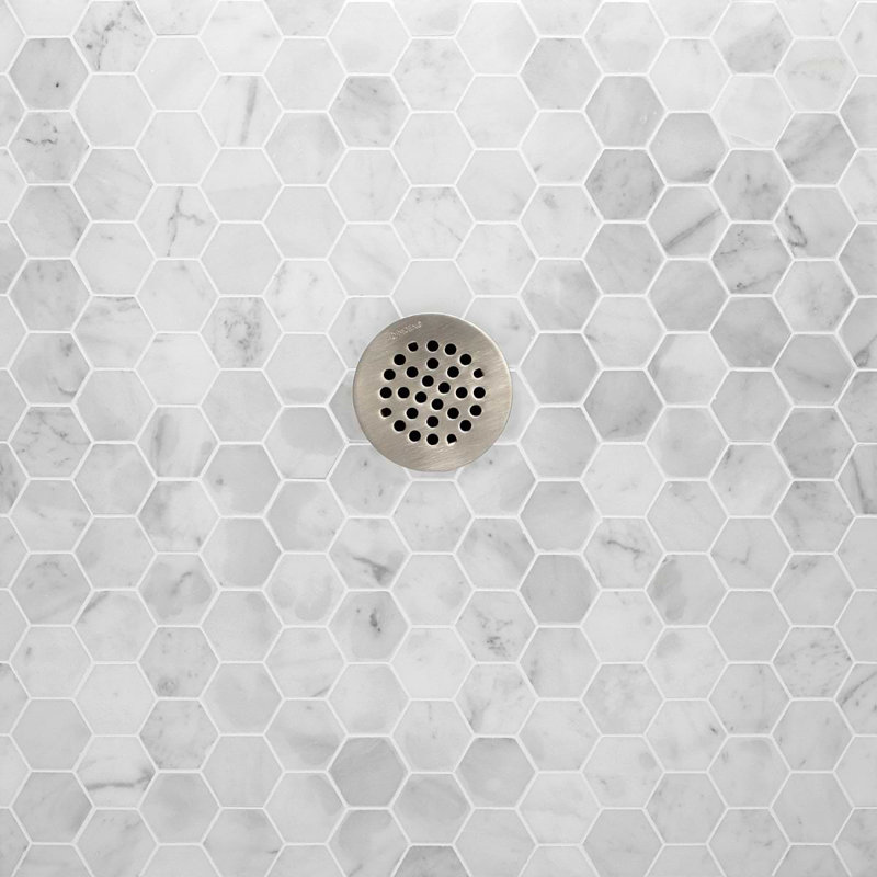 White Carrara 2" Hexagon Polished Marble Mosaic Tile