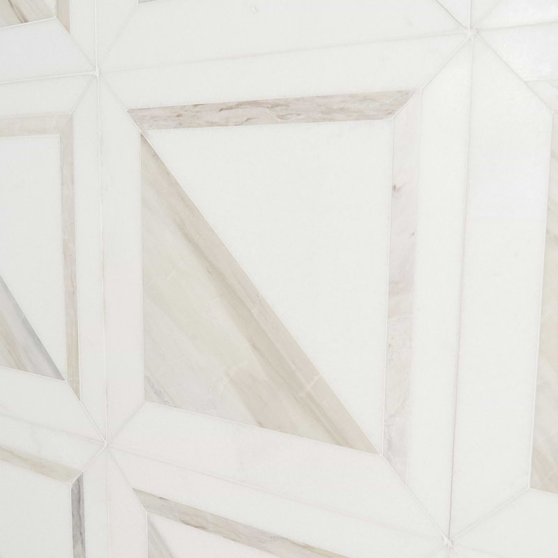 Beige and Cream 8.5" Porcelain Mosaic Tile with Marble Look