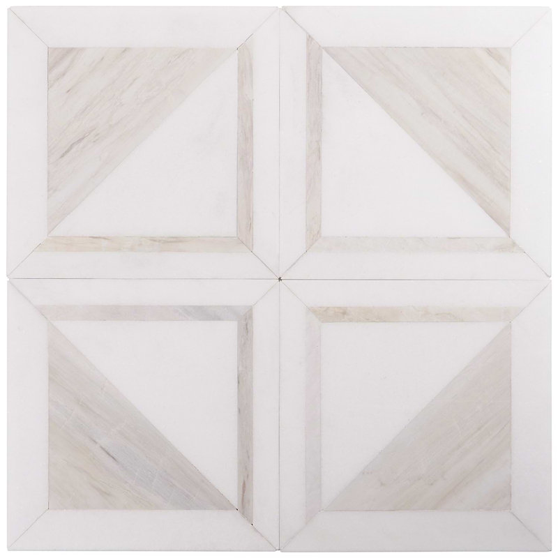 Beige and Cream 8.5" Porcelain Mosaic Tile with Marble Look