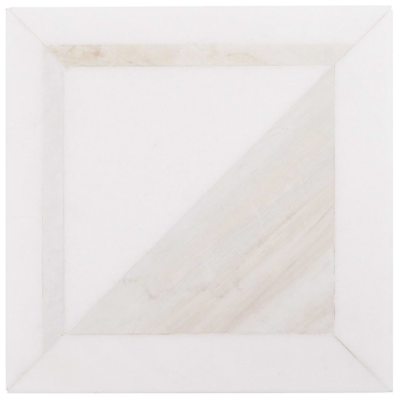 Beige and Cream 8.5" Porcelain Mosaic Tile with Marble Look