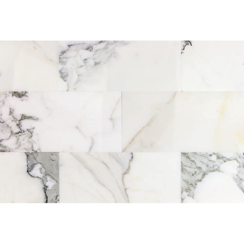 Calacatta 6" x 12" Glossy Marble Look Subway Tile